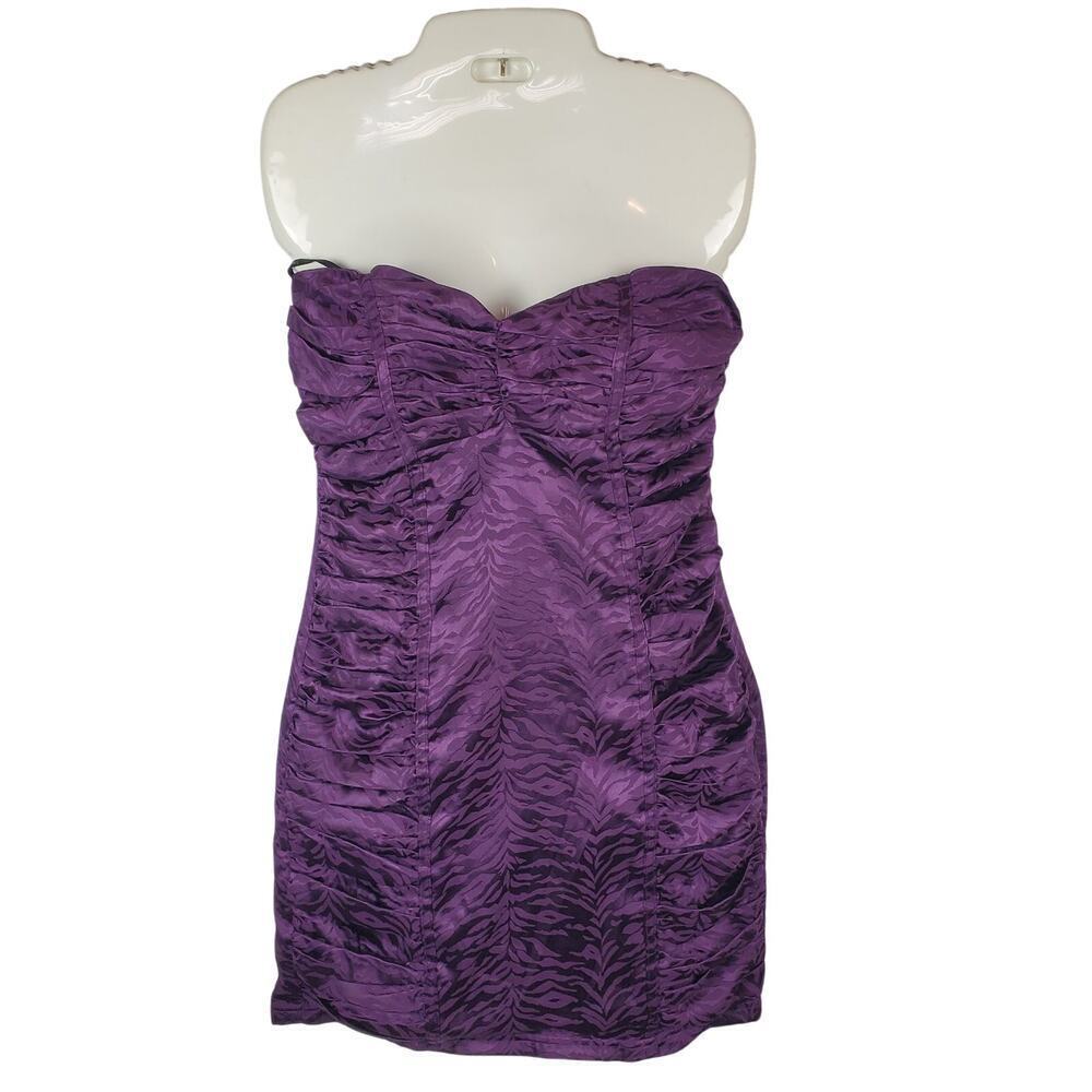 Forever 21 Purple Zebra Print Ruched Mini Dress Size M Y2K Zebra Print Clubwear